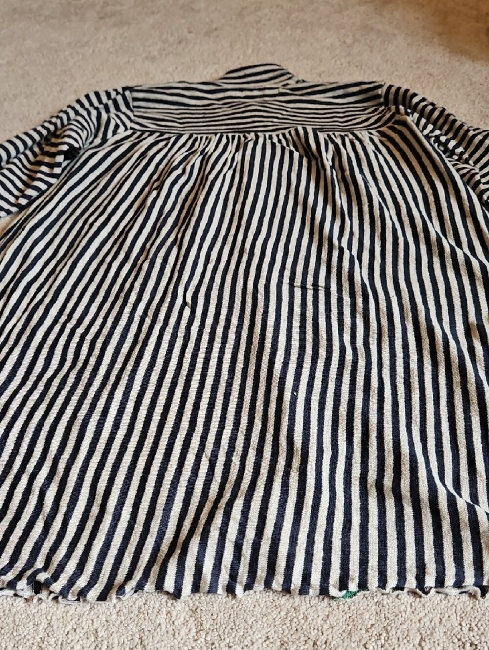 Gudrun Sjoden Navy and Oatmeal Striped Cotton Cardigan with Green Trim - Picture 13 of 13